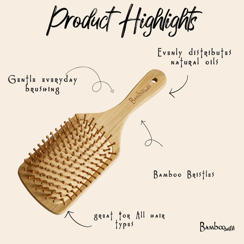 Bamboo Paddle Hairbrush - Square