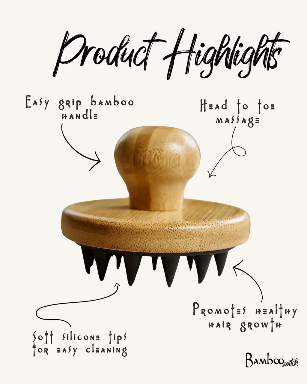 Bamboo and Silicone Scalp & Body Massager
