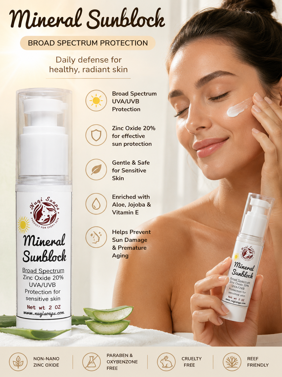 All natural mineral base sunblock uva/uvb protection